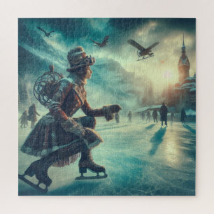 Steampunk Victorian Fantasy Winter Messenger Jigsaw Puzzle