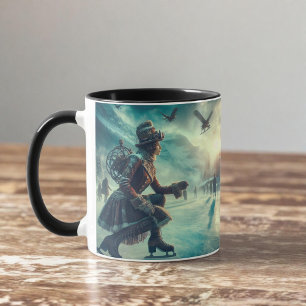 Steampunk Victorian Fantasy Winter Messenger Mug