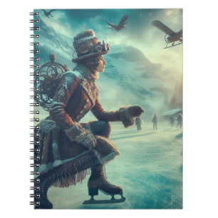 Steampunk Victorian Fantasy Winter Messenger Notebook