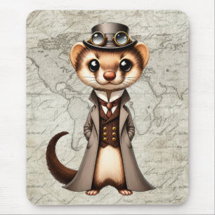Steampunk Victorian Ferret World Traveller Mouse Mat