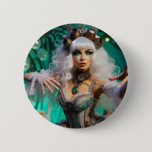 Steampunk Victorian Futuristic Green Dancer 6 Cm Round Badge