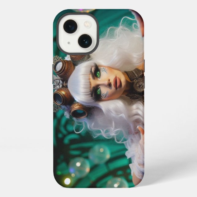 Steampunk Victorian Futuristic Green Dancer iPhone Case (Back)