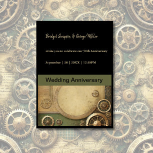 Steampunk Victorian Gearwork Wedding anniversary Invitation
