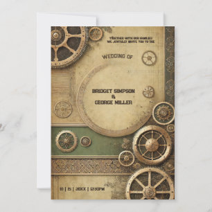 Steampunk Victorian Gearwork Wedding  Invitation