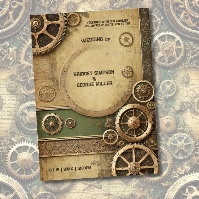 Steampunk Victorian Gearwork Wedding  Invitation (Creator Uploaded)