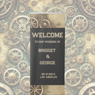 Steampunk Victorian Gearwork Wedding welcome  Retractable Banner