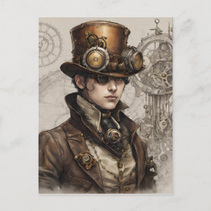 Steampunk Victorian Gentleman Artwork Postcard
