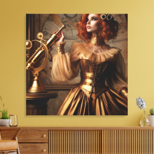 Steampunk Victorian Gold Astronomer Canvas Print