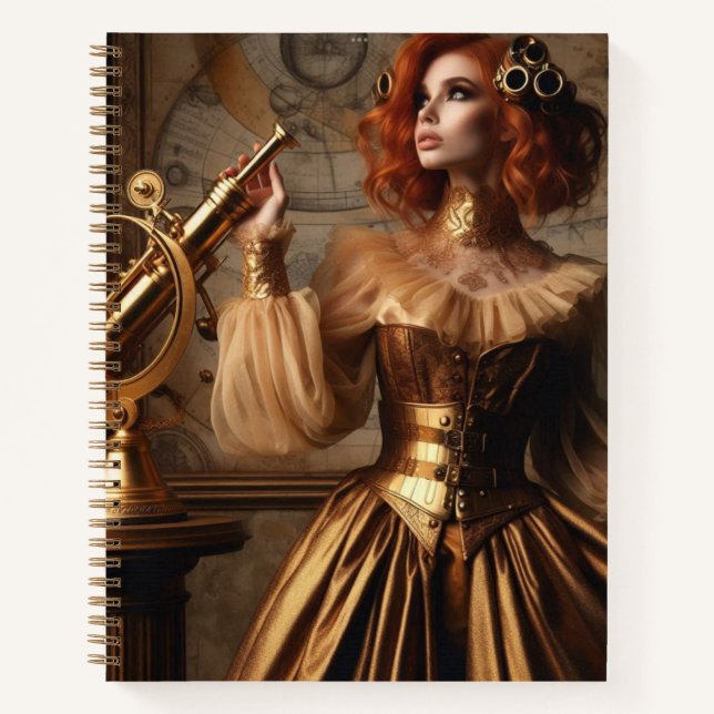 Steampunk Victorian Gold Astronomer  Notebook (Front)