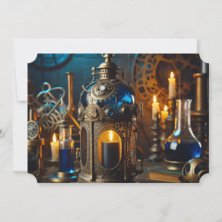 Steampunk Victorian Gothic Scientists Lab Lantern Invitation