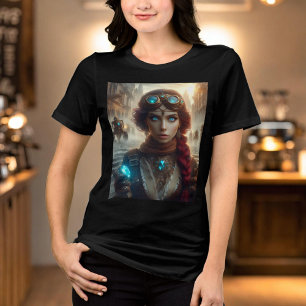 Steampunk Victorian Industrial Lady Adventuress Tri-Blend Shirt