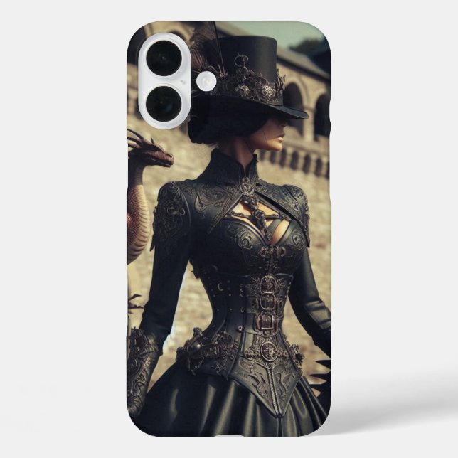 Steampunk Victorian Industrial Lady Dragon Rider Case-Mate iPhone Case (Back)