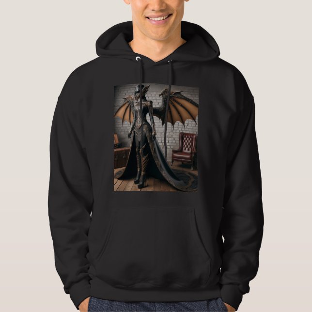 Steampunk Victorian Industrial Lady Dragon Rider Hoodie (Front)