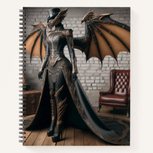 Steampunk Victorian Industrial Lady Dragon Rider Notebook