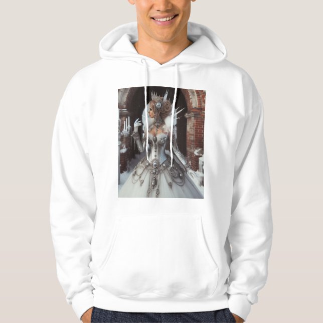 Steampunk Victorian Industrial Winter Ice Queen Hoodie (Front)
