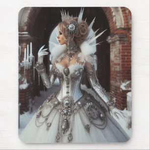 Steampunk Victorian Industrial Winter Ice Queen Mouse Mat