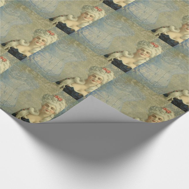 Steampunk Victorian Lady Corset Wrapping Paper (Corner)