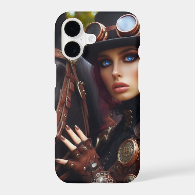Steampunk Victorian Lady Dark Rider iPhone Case (Back)