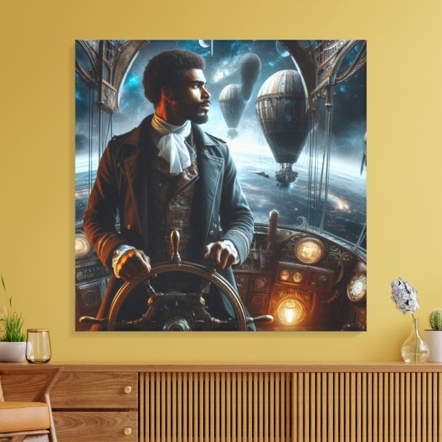 Steampunk Victorian Space Air Captain Canvas Print (Insitu(LivingRoom))