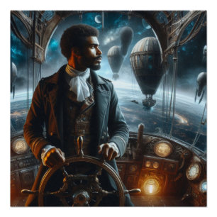 Steampunk Victorian Space Air Captain Poster