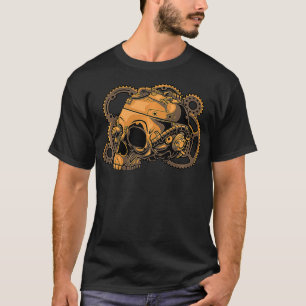 Steampunk Victorian Steam Powered Engine Skull T-Shirt