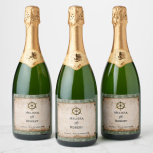 Steampunk Vineyard Vintage Wedding Sparkling Wine Label