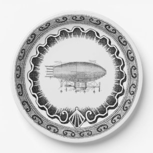 Steampunk Vintage Airship Paper Plate