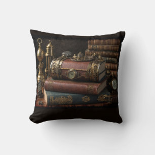 Steampunk Vintage Books Cushion