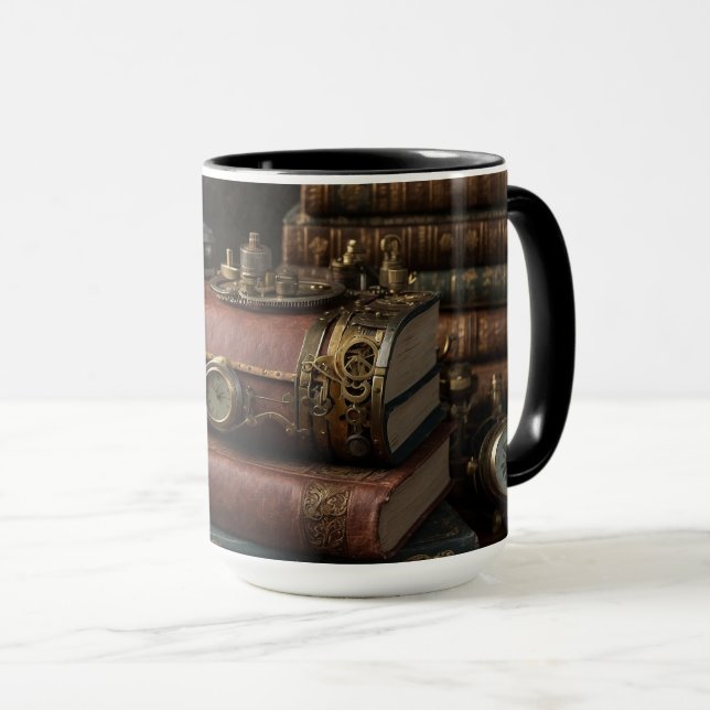 Steampunk Vintage Books Mug (Front Right)