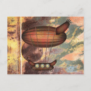 Steampunk Vintage Bronze Airship Postcard