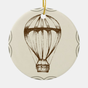 Steampunk Vintage Hot Air Balloon Ceramic Tree Decoration