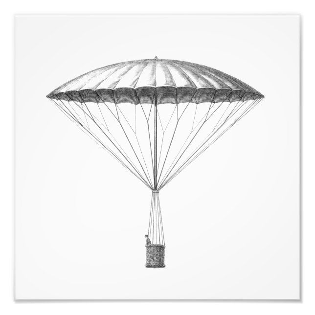 Steampunk Vintage Hot Air Balloon Drawing Photo Print (Front)