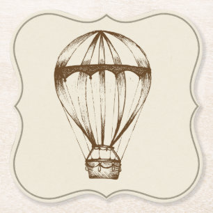 Steampunk Vintage Hot Air Balloon Paper Coaster