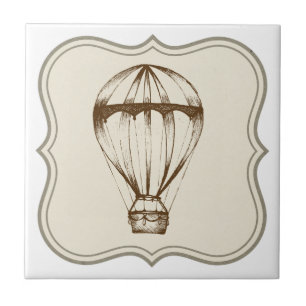 Steampunk Vintage Hot Air Balloon Tile