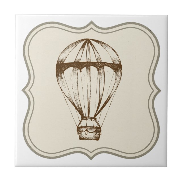 Steampunk Vintage Hot Air Balloon Tile (Front)