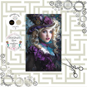 Steampunk Vintage Lady Decoupage Tissue Paper