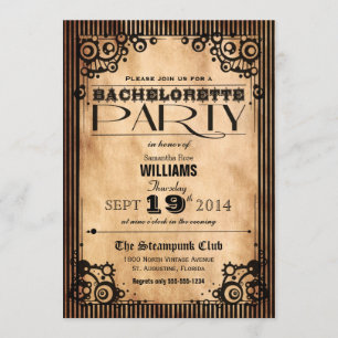 Steampunk Vintage Look Bachelorette Party Invitation