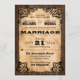 Steampunk Vintage Look Wedding Invitation
