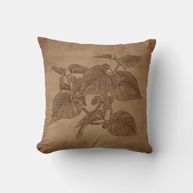 Steampunk Vintage Mulberry Engraving Cushion (Front)
