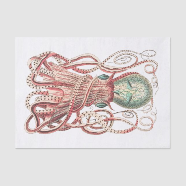 Steampunk Vintage Octopus  Tissue Paper (Front)