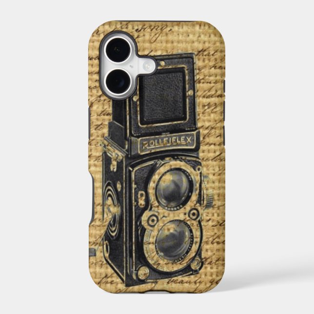 steampunk vintage scripts burlap antique camera (Back)