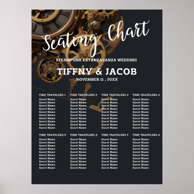 Steampunk Vintage Seating Chart Wedding (Front)