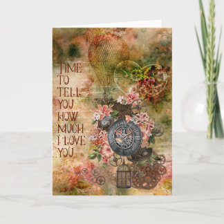 Steampunk Vintage Style Valentine Card - Blank