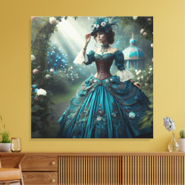 Steampunk Vintage Victorian Garden Lady Canvas Print