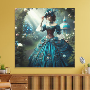 Steampunk Vintage Victorian Garden Lady Canvas Print