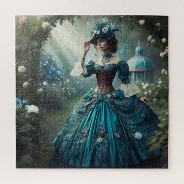 Steampunk Vintage Victorian Garden Lady Jigsaw Puzzle (Vertical)