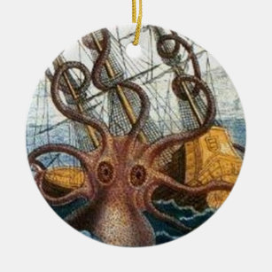 Steampunk Vintage Victorian Giant Kraken Octopus Ceramic Tree Decoration