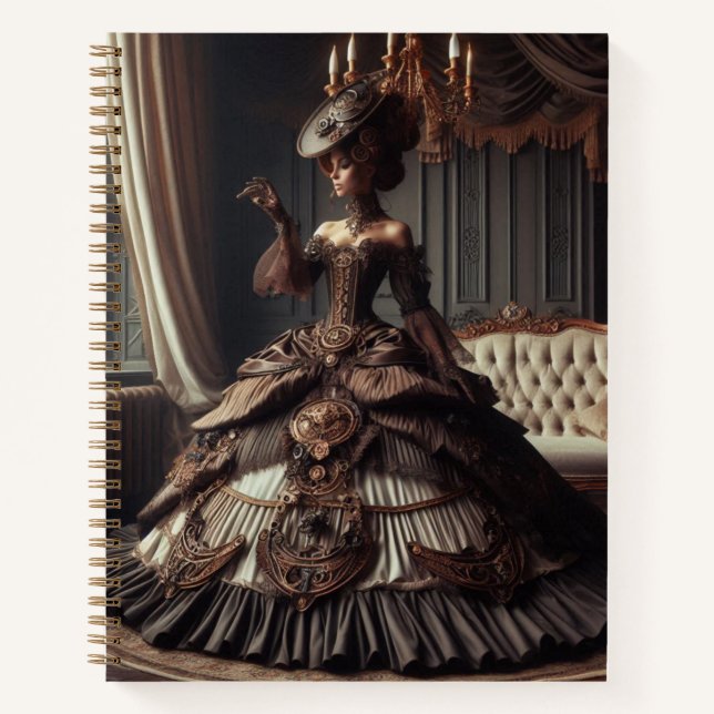 Steampunk Vintage Victorian Grey Lady Notebook (Front)