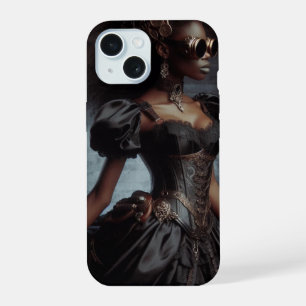 Steampunk Vintage Victorian Lady Black Raven iPhone 15 Case