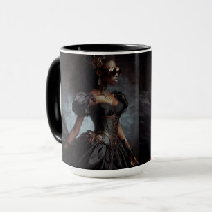 Steampunk Vintage Victorian Lady Black Raven Mug
